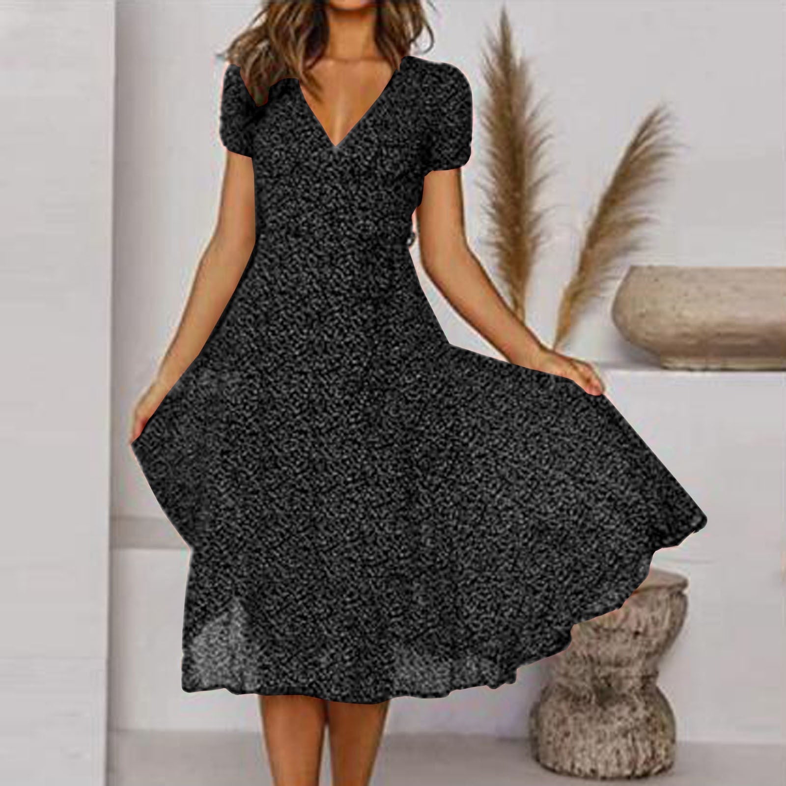 Vestido de Verão Floral | Corte A com Decote em V | Estampa Florida