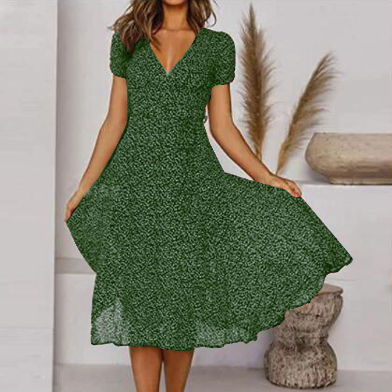 Vestido de Verão Floral | Corte A com Decote em V | Estampa Florida