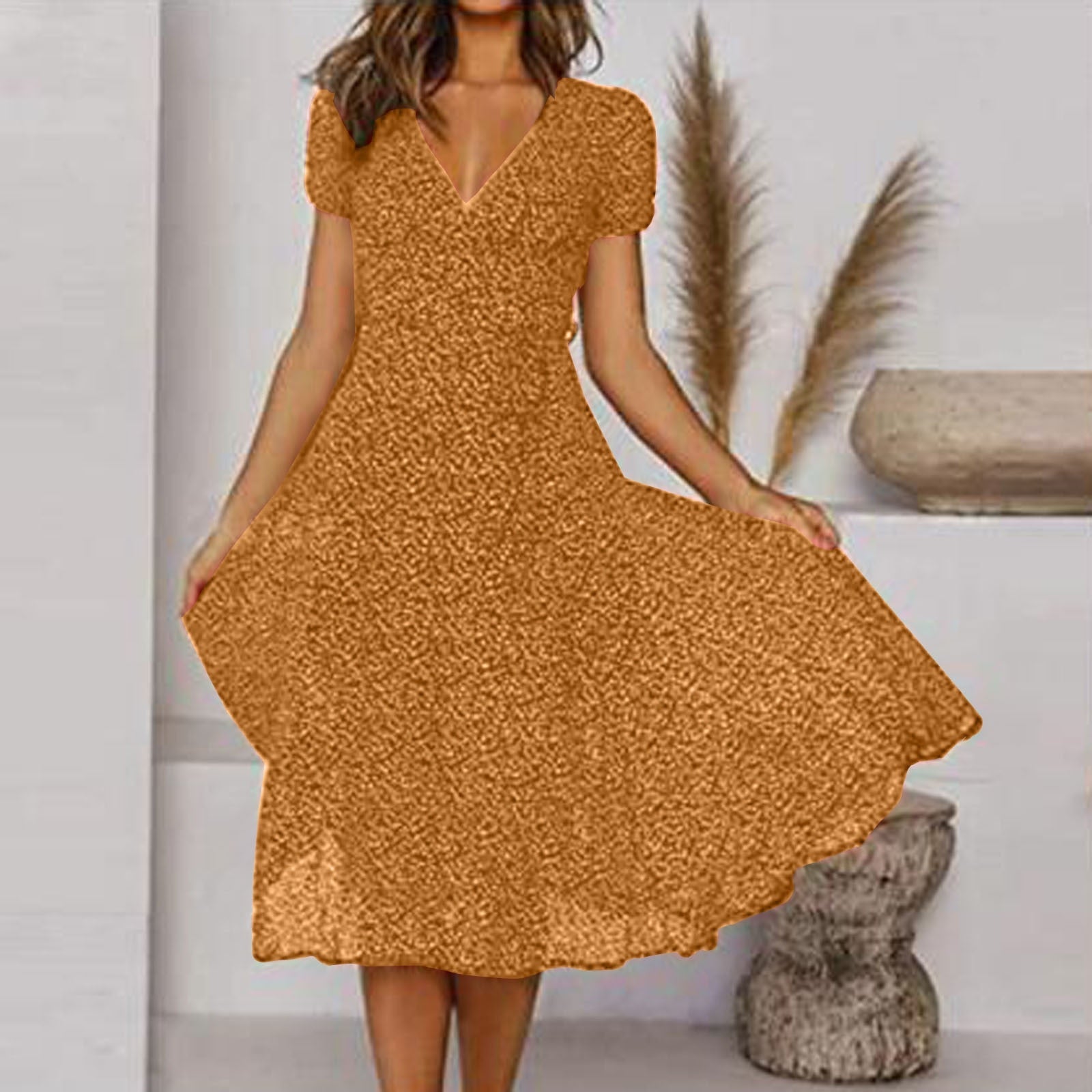 Vestido de Verão Floral | Corte A com Decote em V | Estampa Florida