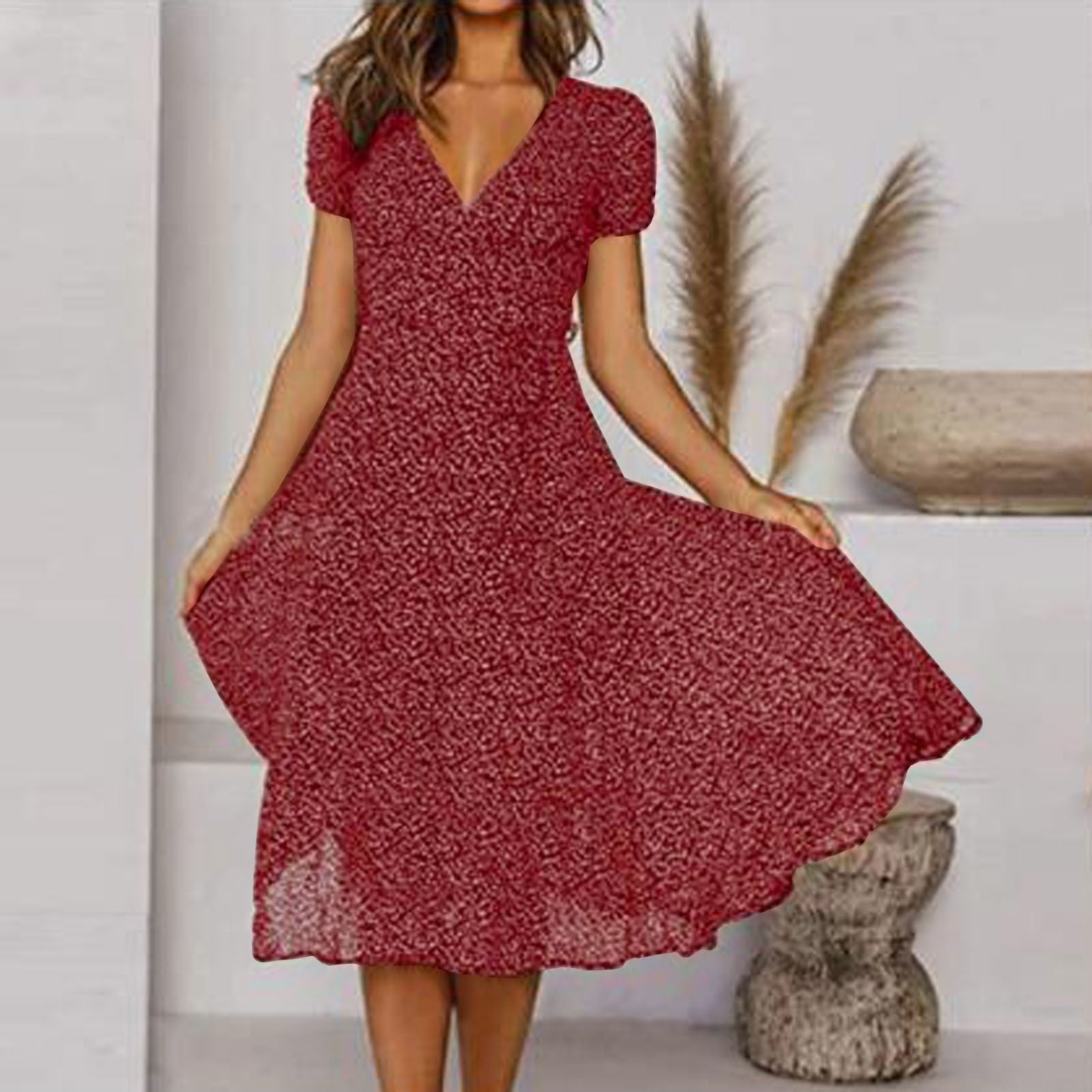 Vestido de Verão Floral | Corte A com Decote em V | Estampa Florida