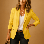 Blazer feminino manga longa regular fit ajustado