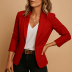 Blazer feminino manga longa regular fit ajustado