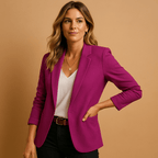 Blazer feminino manga longa regular fit ajustado