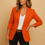 Blazer feminino manga longa regular fit ajustado