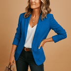 Blazer feminino manga longa regular fit ajustado