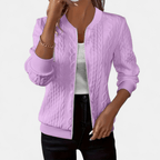 Cardigan feminino ajustado com padrão de cabo estruturado