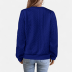Cardigan feminino ajustado com padrão de cabo estruturado