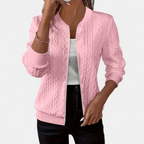 Cardigan feminino ajustado com padrão de cabo estruturado