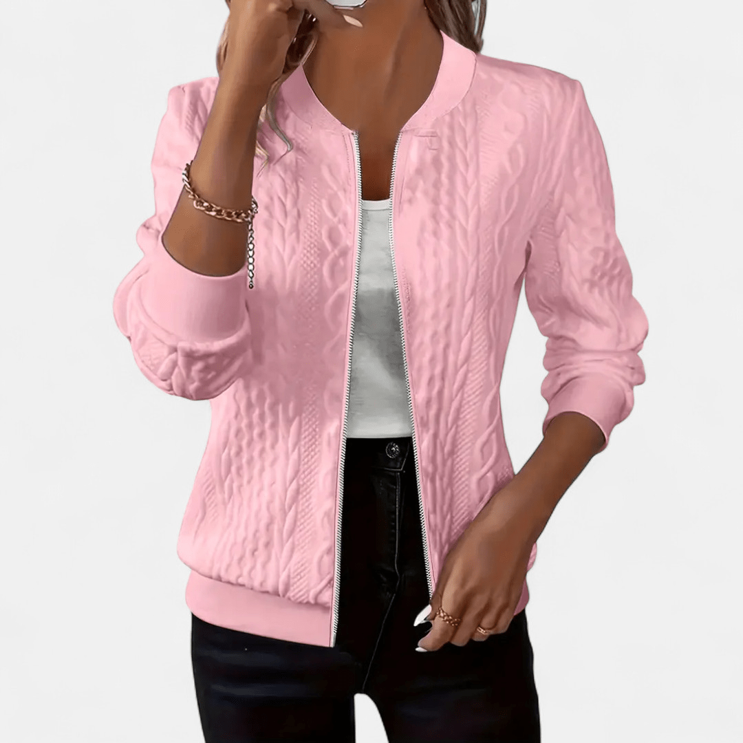 Cardigan feminino ajustado com padrão de cabo estruturado