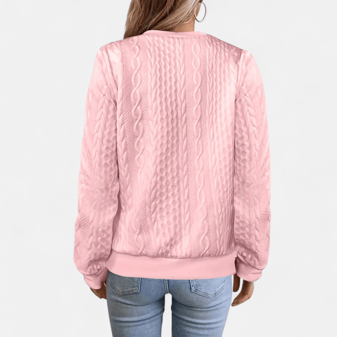 Cardigan feminino ajustado com padrão de cabo estruturado