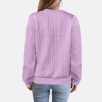 Cardigan feminino ajustado com padrão de cabo estruturado