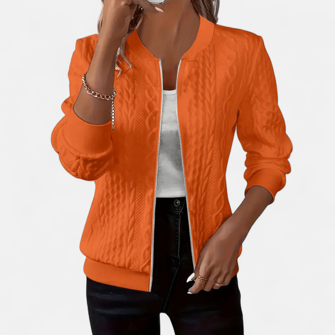 Cardigan feminino ajustado com padrão de cabo estruturado