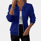 Cardigan feminino ajustado com padrão de cabo estruturado