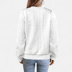 Cardigan feminino ajustado com padrão de cabo estruturado