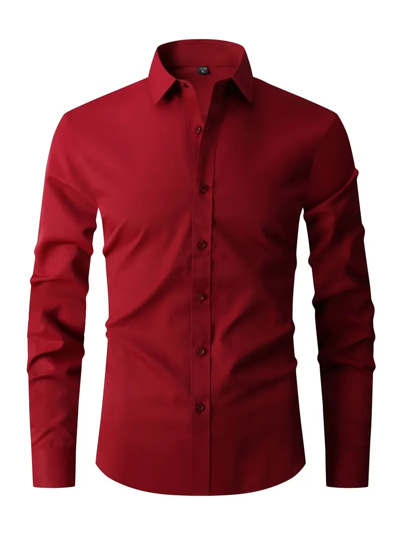 Camisa slim fit masculina com botões e gola clássica