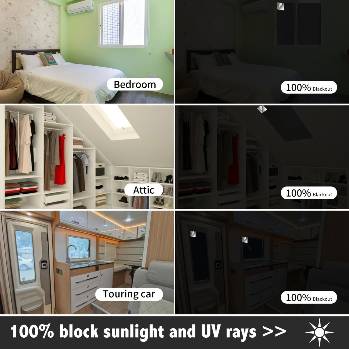 Cortinas blackout portáteis sem fios em poliéster para quarto e sala