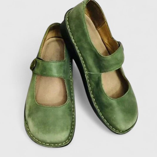 Sapatos Mary Jane ortopédicos femininos bico redondo com tira ajustável