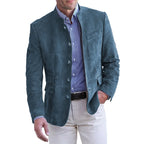 Blazer masculino colarinho alto corte clássico com botões
