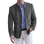 Blazer masculino colarinho alto corte clássico com botões