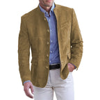 Blazer masculino colarinho alto corte clássico com botões
