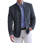 Blazer masculino colarinho alto corte clássico com botões