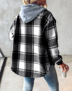 Hoodie feminino estampado com capuz e bolso canguru caimento largo