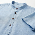 Camisa de linho masculina em tecido natural macio e respirável