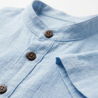 Camisa de linho masculina em tecido natural macio e respirável