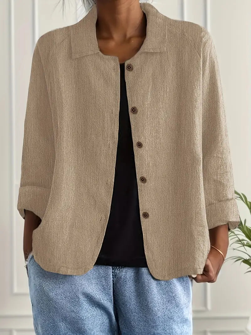 Cardigan camisa feminino em algodão e linho, leve e versátil