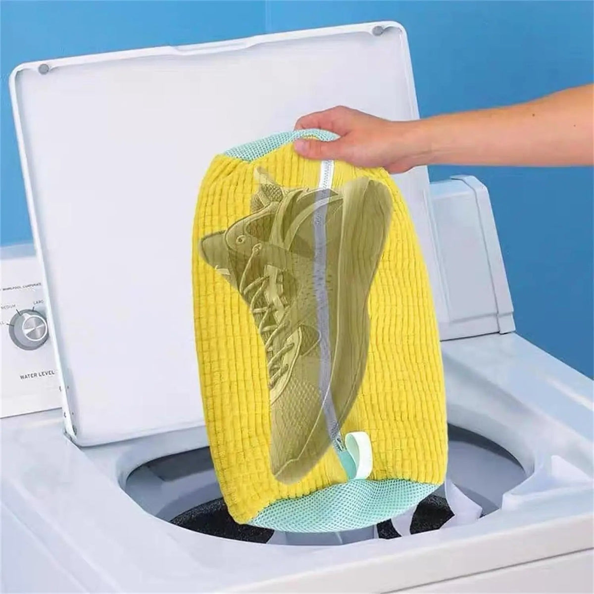 Saco de lavagem para sapatos em poliéster nylon reutilizável, conjunto de 2 unidades