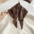 Lenço triangular de lã tricotado feminino, xaile quente e versátil