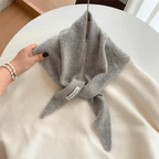 Lenço triangular de lã tricotado feminino, xaile quente e versátil