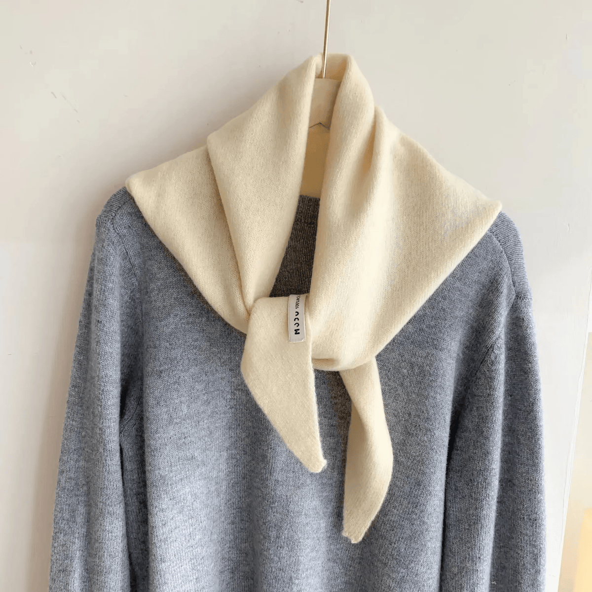 Lenço triangular de lã tricotado feminino, xaile quente e versátil