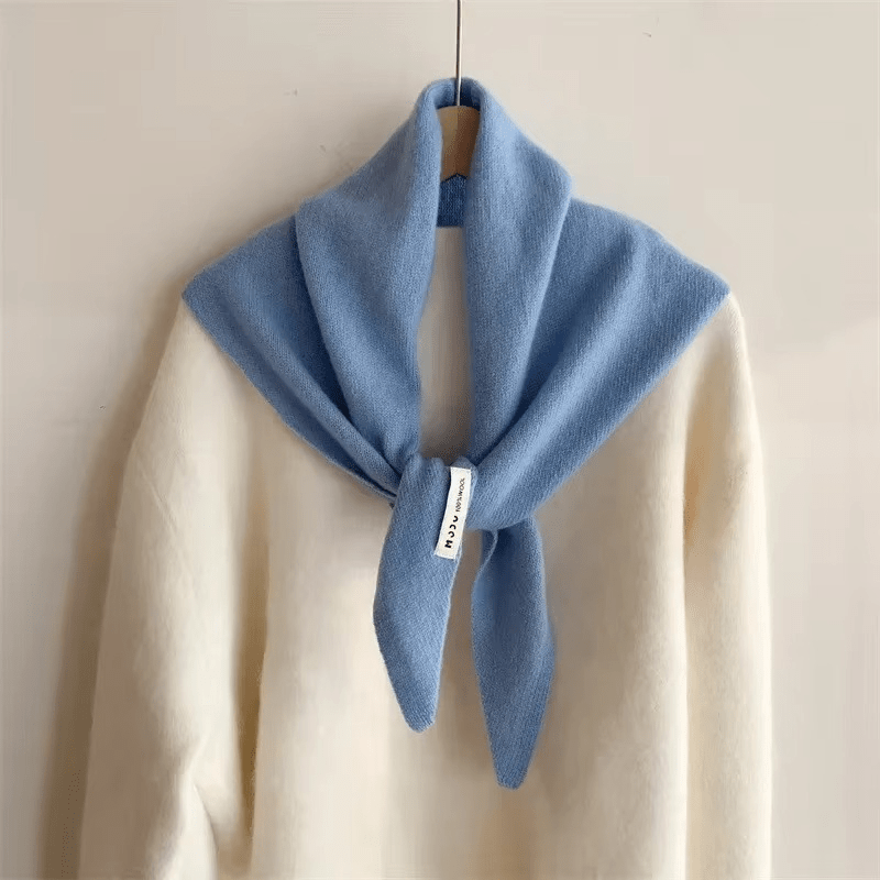 Lenço triangular de lã tricotado feminino, xaile quente e versátil