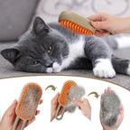 Escova a Vapor 3 em 1 para Pets com massagem, antipelos e spray integrado em ABS