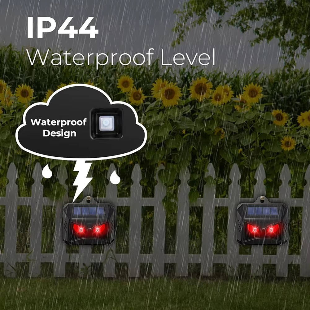 Repelente solar ultrassônico antianimais, pack 2 unidades para jardim exterior