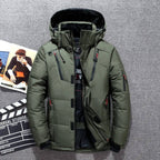 Parka de inverno homem impermeável corta-vento com plumas de pato e capuz ajustável