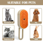 Escova a Vapor 3 em 1 para Pets com massagem, antipelos e spray integrado em ABS