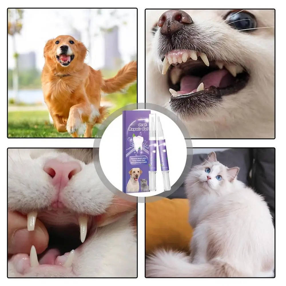 Gel oral reparador para cães kit com 3 unidades, antibacteriano e branqueador