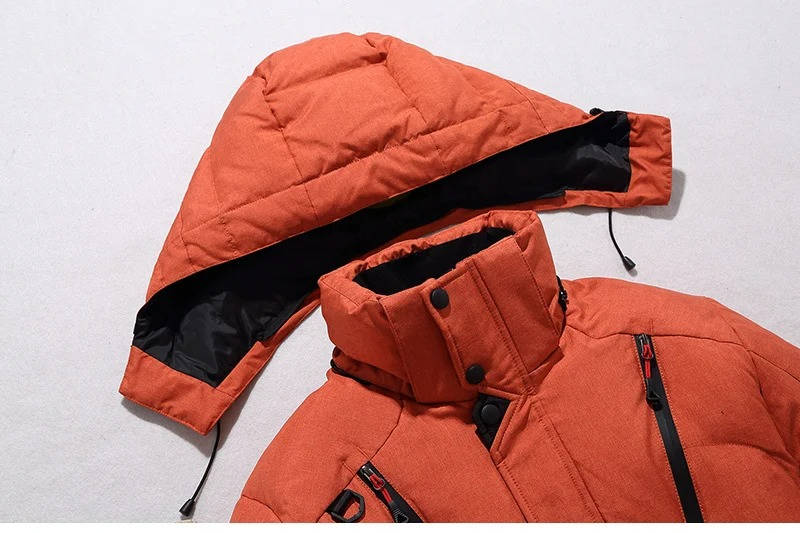 Parka de inverno homem impermeável corta-vento com plumas de pato e capuz ajustável