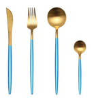Conjunto de talheres 24 peças aço inoxidável com acabamento ouro e prata, alto brilho
