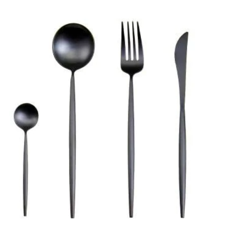 Conjunto de talheres 24 peças aço inoxidável com acabamento ouro e prata, alto brilho