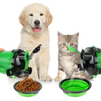 Garrafa de água para cães 2 em 1 dobrável em silicone com alimentador portátil