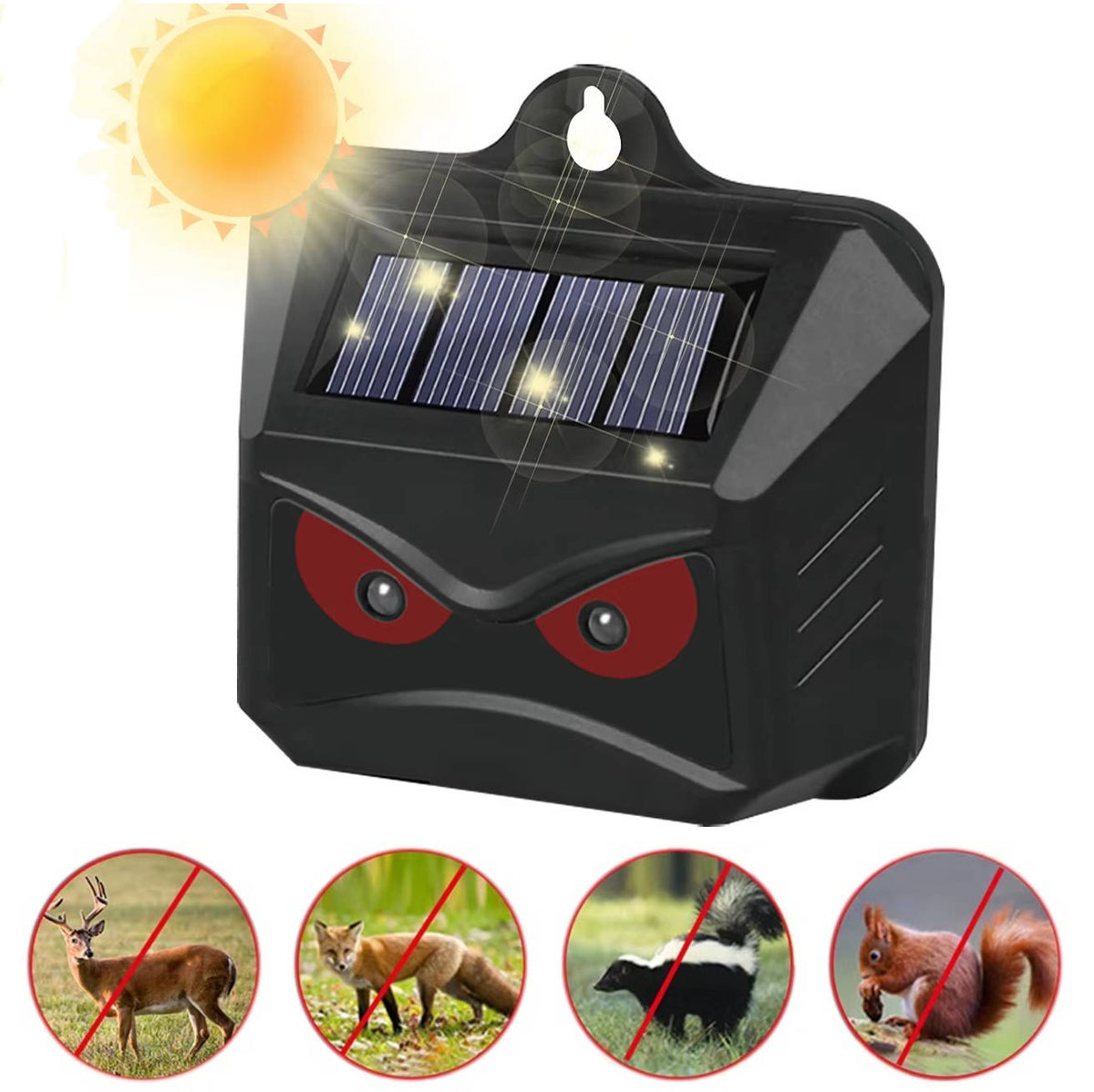 Repelente solar ultrassônico antianimais, pack 2 unidades para jardim exterior