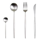 Conjunto de talheres 24 peças aço inoxidável com acabamento ouro e prata, alto brilho