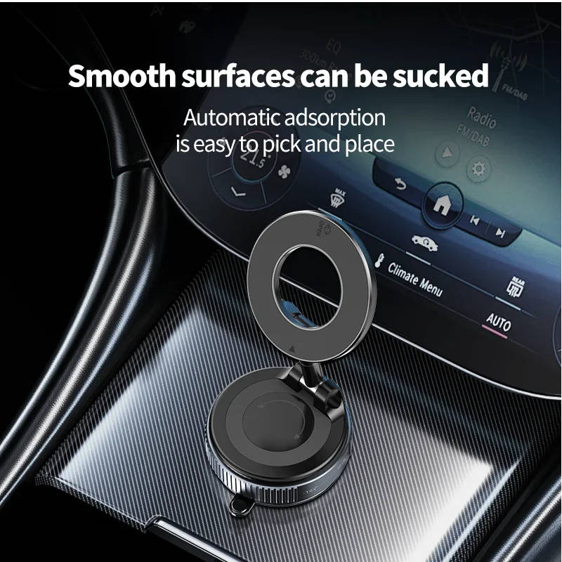 Suporte magnético para telemóvel 360° ajustável com ventosa para carro e casa