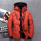 Parka de inverno homem impermeável corta-vento com plumas de pato e capuz ajustável