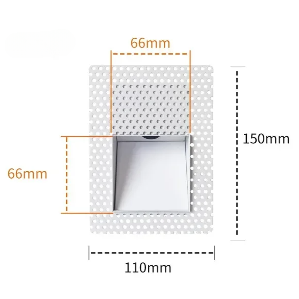 Luz de parede LED embutida com painel perfurado e sensor de movimento, 3W, para corredor e escadas