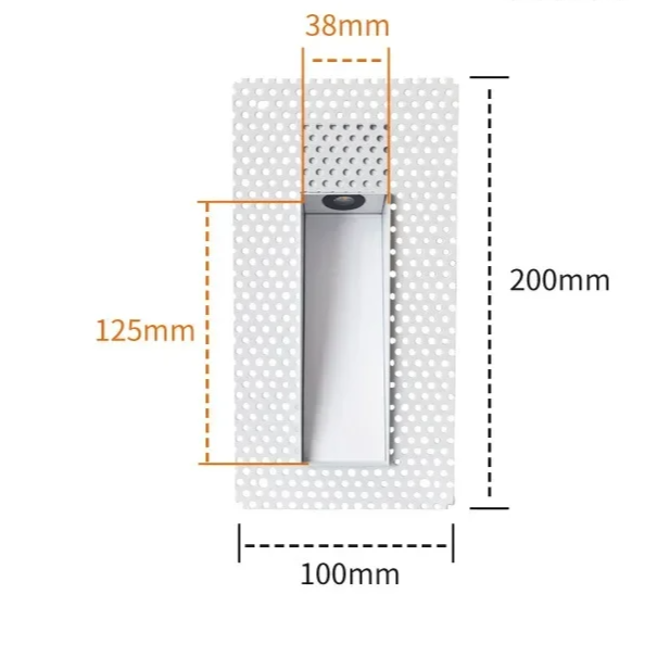 Luz de parede LED embutida com painel perfurado e sensor de movimento, 3W, para corredor e escadas