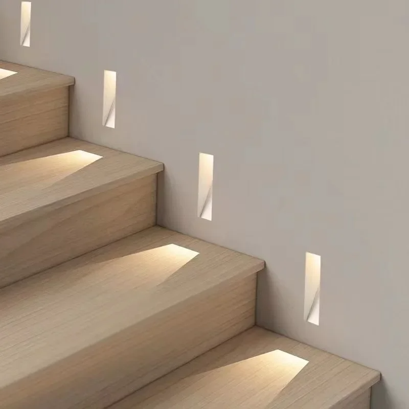 Luz de parede LED embutida com painel perfurado e sensor de movimento, 3W, para corredor e escadas